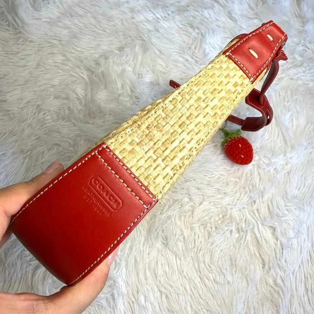 y2k COACH Vintage 2000s 8159 Straw Shoulder Bag - Picture 3 of 9